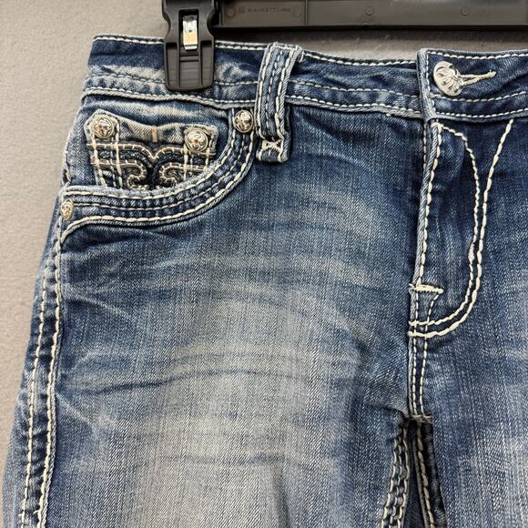 Rock Revival Jeans Womens 27 (4) Blue Anzelie Easy Boot Faux Pocket Flaps Blingy - Picture 5 of 16